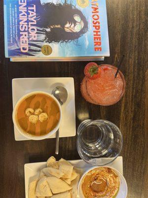 tomato gazpacho, house made hummus, mamaw's front porch cocktail