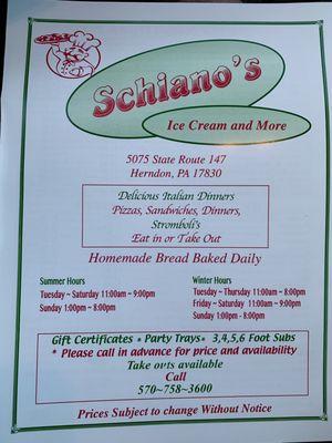 Schiano Pizza Ice Cream & More