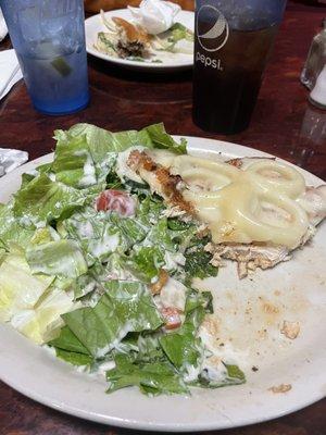grilled chicken with cheese add onion & side salad.