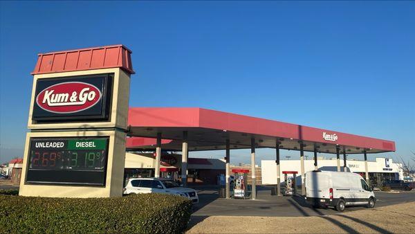 Gas pumps at Kum & Go in Broken Arrow, Oklahoma.