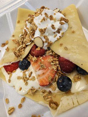VERY BERRY-cream cheese, blueberries, raspberries and strawberries topped with whipped cream and honey nut granola