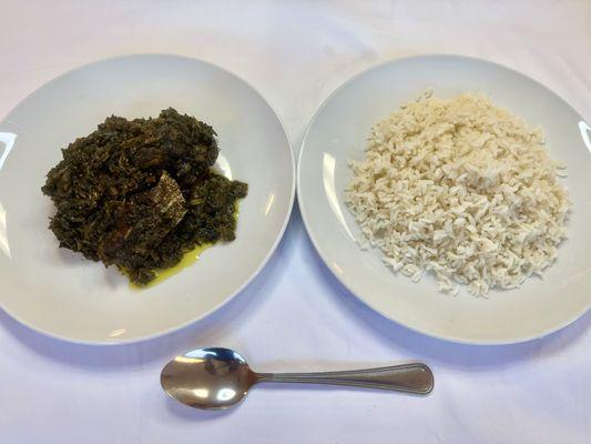 Potato Greens ( Classic Non Spicy African Dish) With rice
