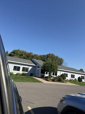 Parking lot view of office