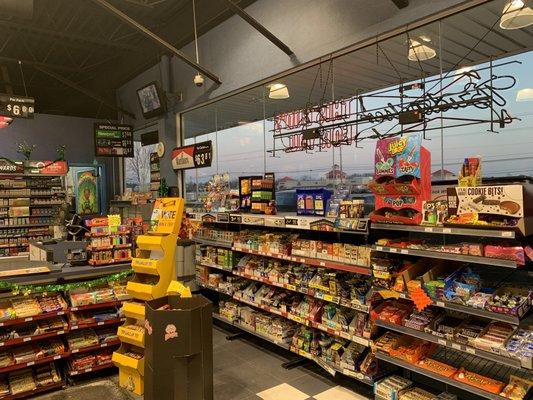 Front counter area, tobacco selections on right.