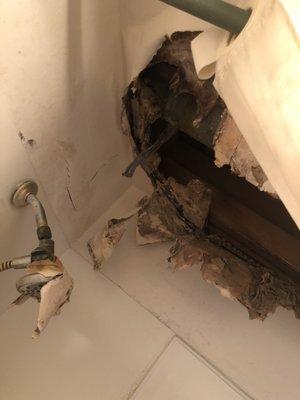 This is the bathroom shower of just 1 unit. This has been like this for 11 months. When asked to fix it, your told, move or get over it