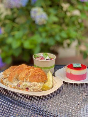 summer salad chicken croissant sandwich, red berry mascarpone, summer garden greens (08/2023)