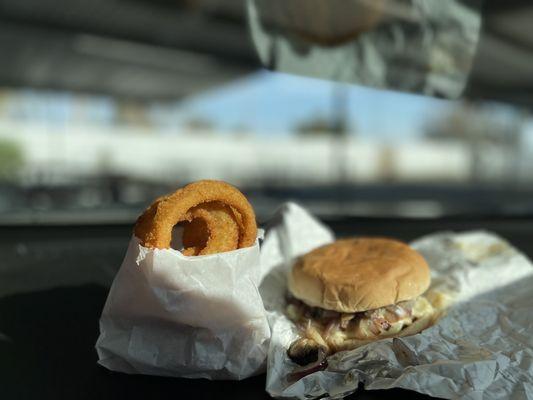 Double Mushroom Swiss Burger. Made fresh, cooked order, and delicious.
