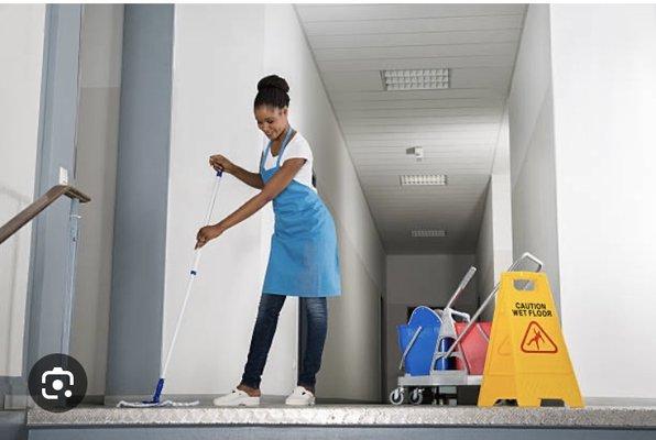 Common area and restroom cleaning.