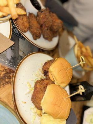 2 Fried Chicken Sliders and Fried Chicken