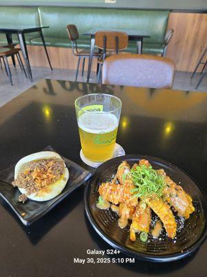 Chasu Bun - Pork Belly and Corn Riblets, Arrow Lodge Good Company Beer