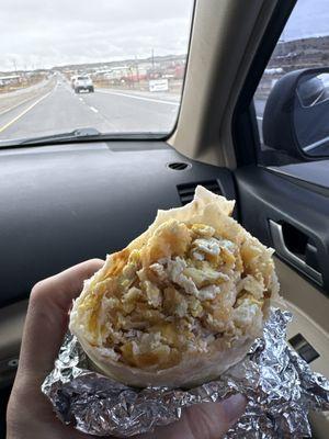 Egg, hashbrown, cheese Breakfast Burrito