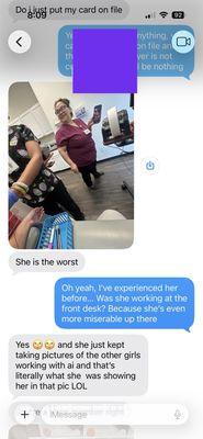 Screenshot of message from first time you adult.... They notice unprofessional behavior too