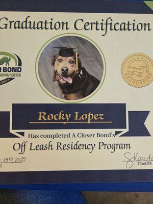 Rocky indeed did graduate