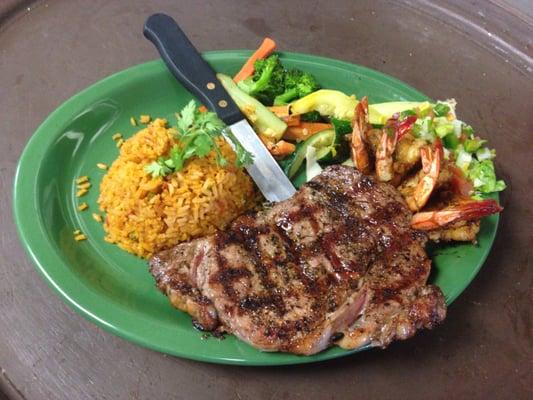 12oz ribeye with shrimp!!