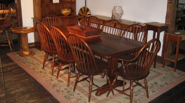Trestle Table made from Antique Pine sourced from an Amish Cow Barn in Lancaster County, PA.
