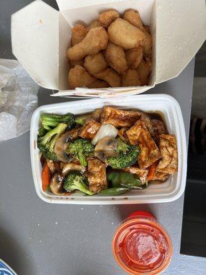 Sweet and Sour Chicken and Home Style Bean Curd