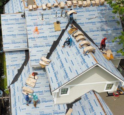 roof replacement work in progress