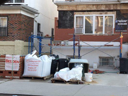 New brick face with waterproofing