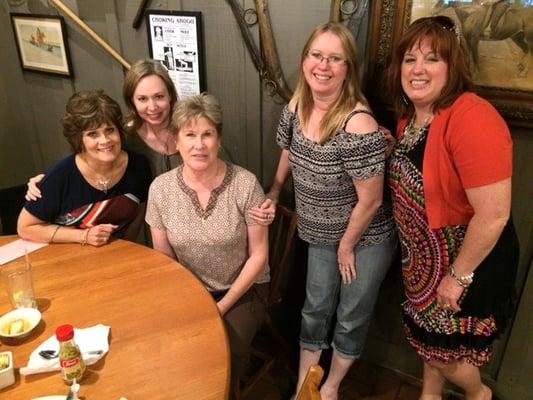 Mary & Debbie treat the July birthday girls to dinner at Cracker Barrel!