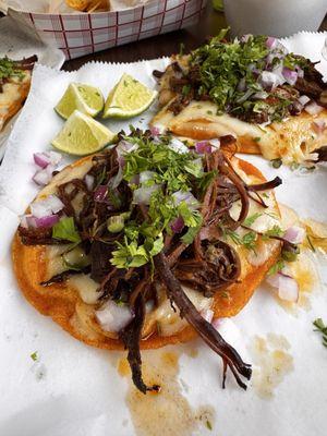 Tacos Carnitas with consomé for dipping