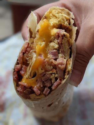 Ham breakfast burrito was delicious