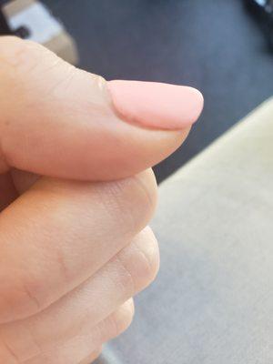 I got these done yesterday. From a distance it's fine, but up close, it's bumpy, streaky, and chipped.