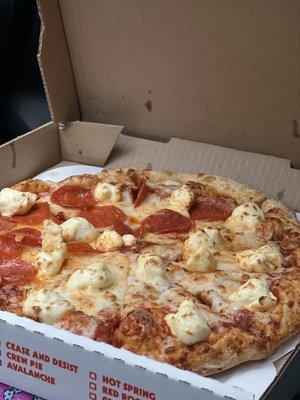 Half cheese half pepperoni!