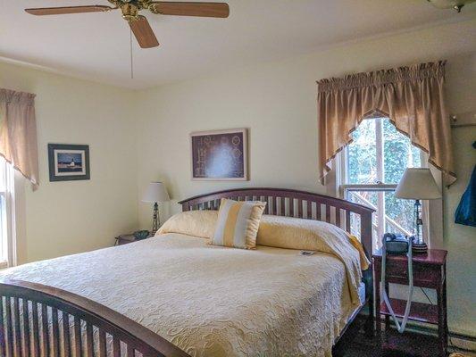 The king bed in the Lighthouse room in the Carriage House - there's also a futon bed in the other room.