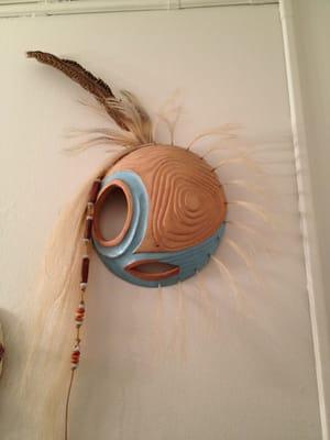 Found hanging in bathroom. Love the asymmetry, colors, and overall lightness.