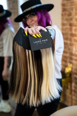 I am proud to offer Laced Hand Tied hair extensions to my guests. Ready for your dream hair? Book a consultation with me today!
