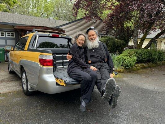 Abba & Amma at home with 2003 Subaru Baja in mint condition!