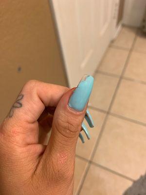 One day and the gel started to peel. Keep in mind I haven't been doing much today. So this is such a shame.