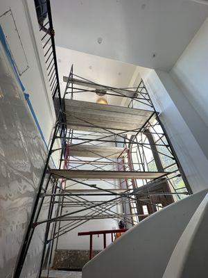 Scaffolding for tall entry