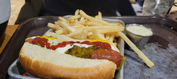 Quarter pound hotdog with fries
