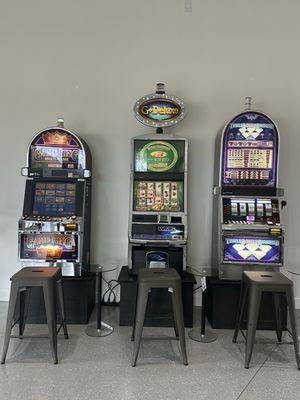 Our new slot machines -with new wooden box to sit them on