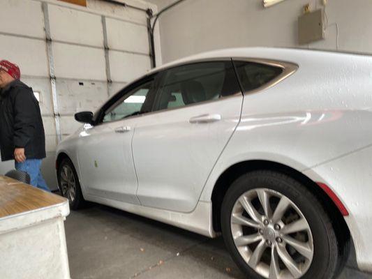 Inside the testing garage