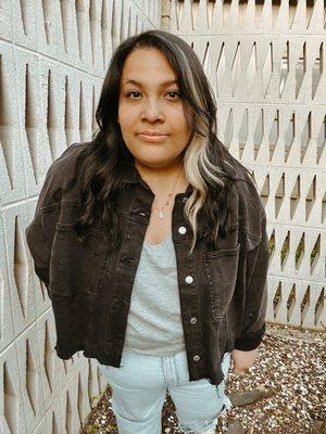 Blonde color block and haircut
