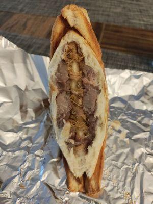 Taro Paste and Pork Floss Pressed Sandwich