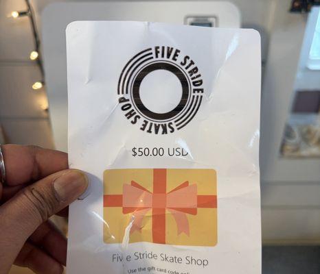 Gift card that was lost (then found) from the trash!