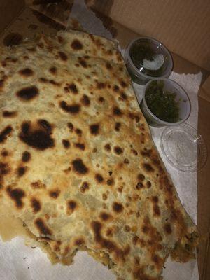 Bolani and green sauce. Delicious!!