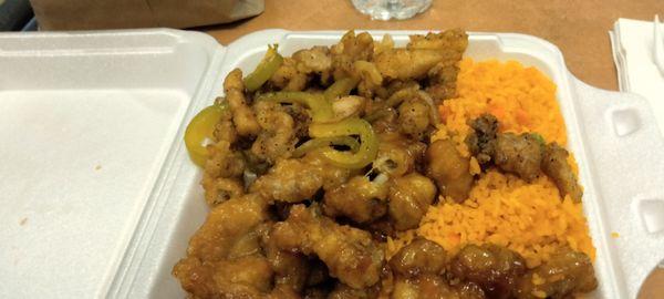 Honey Chicken and Fried Rice