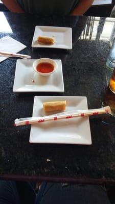 The smallest spring roll I've ever seen and the only edible thing offered here.