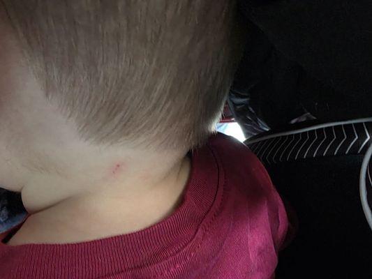 Cut and hair left behind. I wonder what happens to the poor kids who do squirm around.