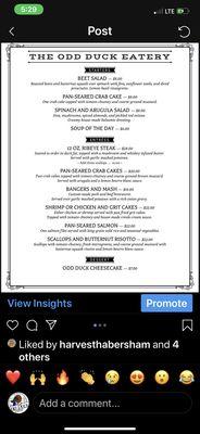 Dinner menu is subject to change with the seasons. Ask about our specials.