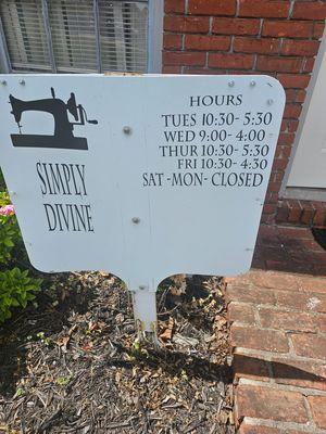 Business name and hours