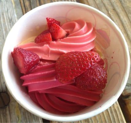 Watermelon, pomegranate-raspberry and mango sorbet.