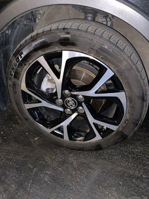 Tire spray with shine stuff but not wiped down