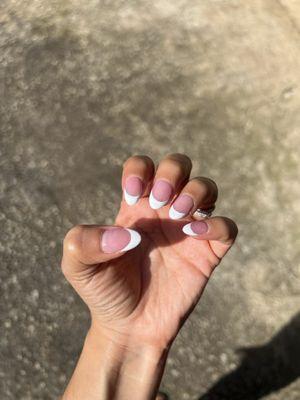 Idk if the picture shows how botched they are and thick they are. I feel like someone chewed gum then placed it on each nail