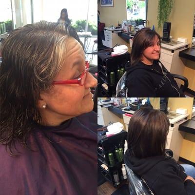 Before and after cut and color