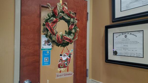 holiday door to treatment area 12/9/2025